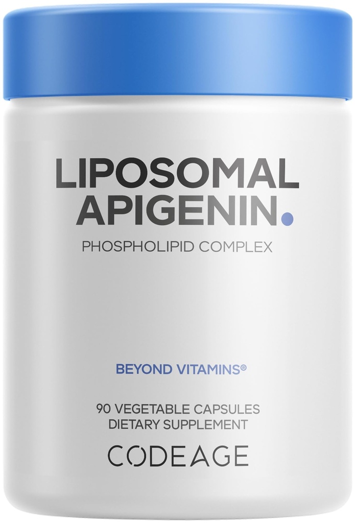 Kodeasje Liposomal Apigenin Supplement, 3-måneders Supply, Daglig Flavonoid Kamille Ekstrakt, Liposomal Fosfolipid Kompleks, Ikke-GMO Sunflower Olje, Fosfatidylkolin Vegan blanding, Glutenfri, 90 greve