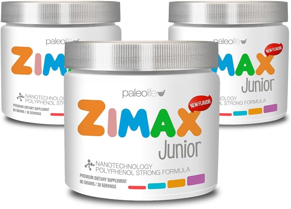 ZIMAX Junior Super OXIDANT for barn og ungdom mellom 4 og 16 år - 100% naturlig med vitamin c, magnesium og vitamin d3 - høy absorpsjon Curcumin, Ginger + Mineraler