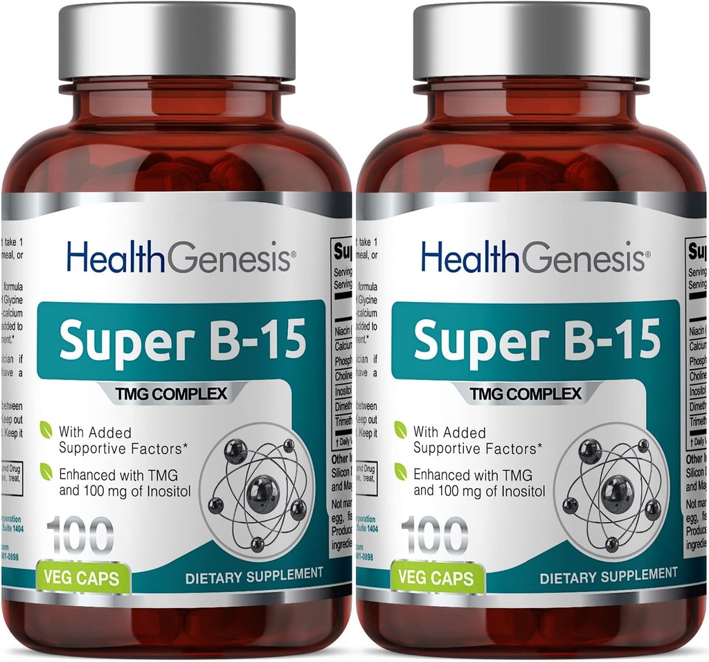 Super B-15 100 Vcaps 2 Pack - Niacin Kalsiumkolin Inositol DMG TMG - støtter sunn oksygen energi nivåer
