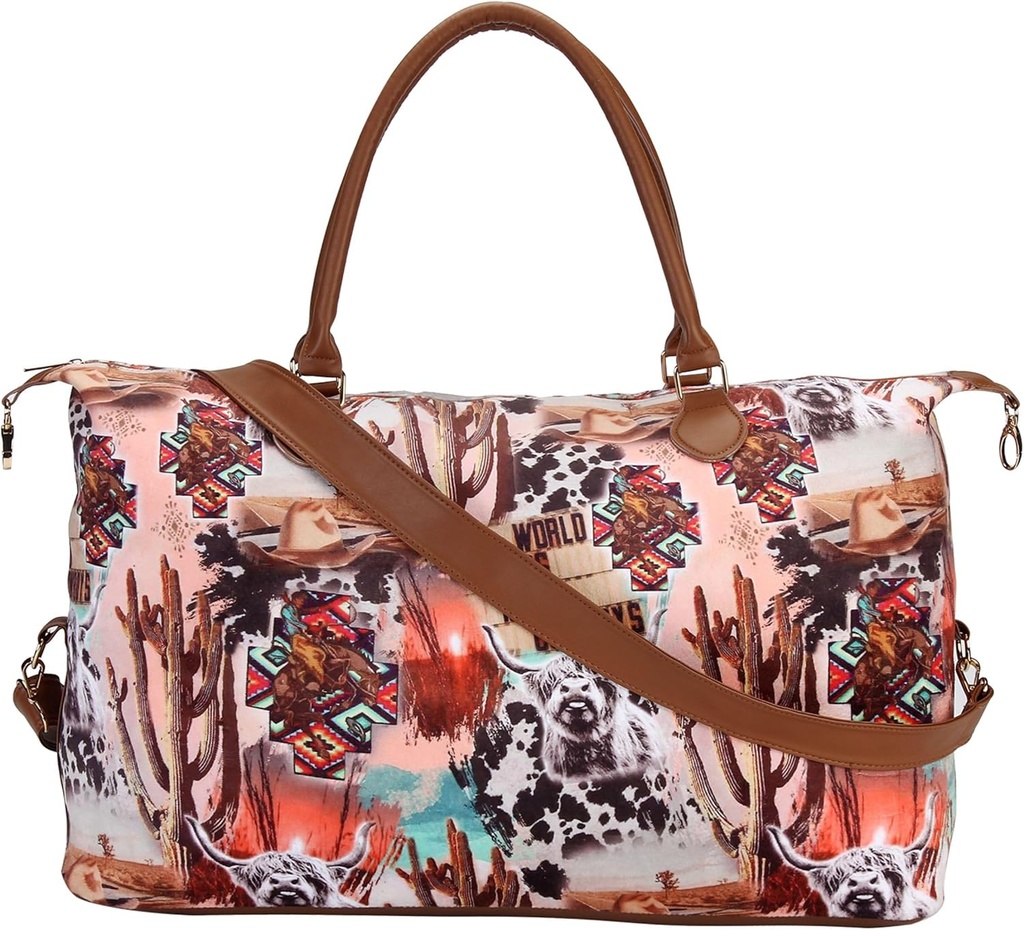 Weeker Bag Duffle Bag For Kvinner Stor Reise Tote Bag Overnatting Weekend Vesker Med Skulder Strap Cow Leopard Atzec...