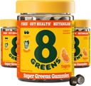 8Greens Daily Fiber Super Greens Gummies - Tangerine Flavor: Boost Immune System & Digestive Helse med 8 ekte grønn - Ikke-GMO Formula, Chewables, 50 Gummies, Pakke 3