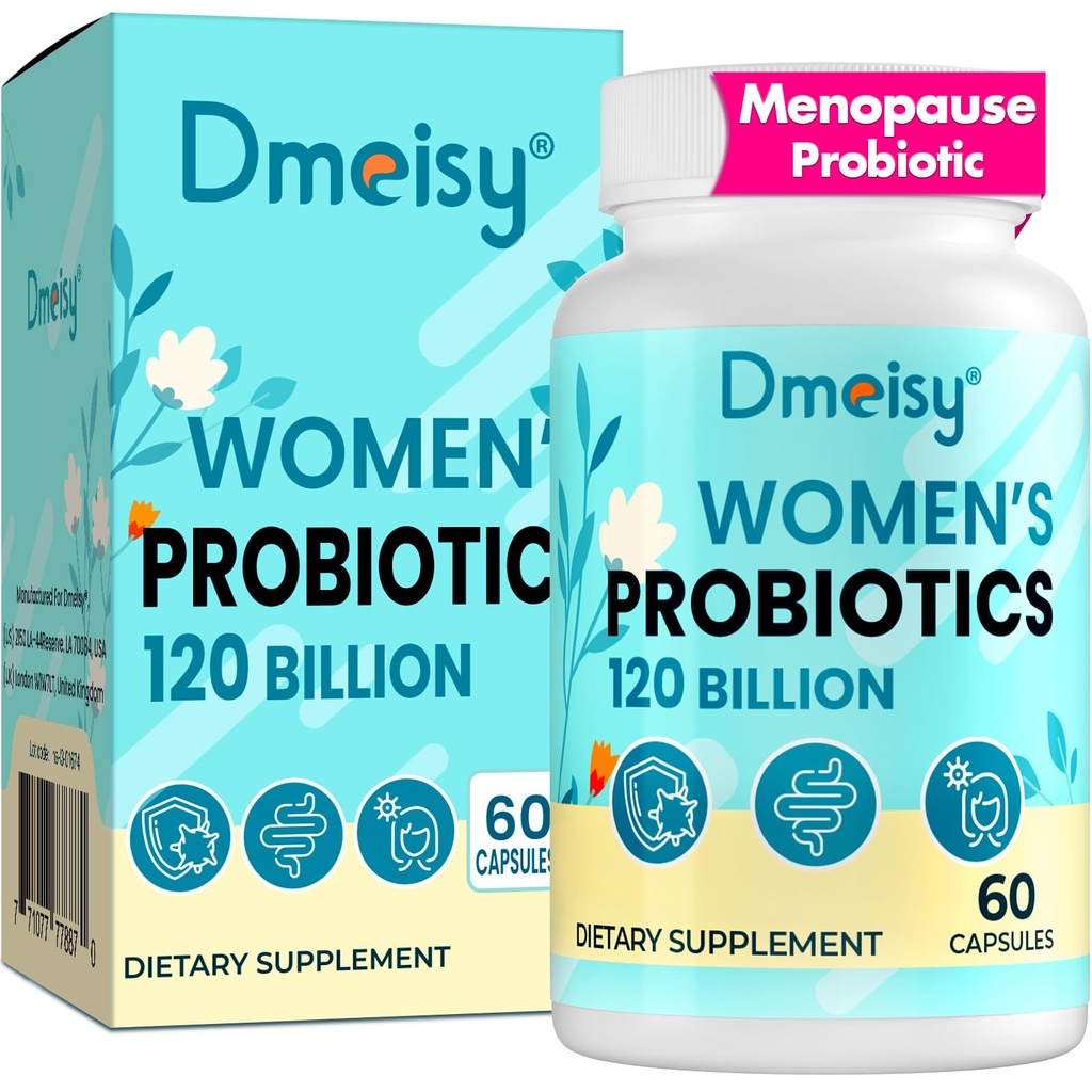 Menopause Supplements for kvinner, 120 milliarder CFU Probiotic, 13-i-1 urter Probiotika Complex, for Menopause Relief, Hormon Balance, Hot Flashes, Night Sweats, Mood Swings, Gut & Immunity - 60 Kapsel