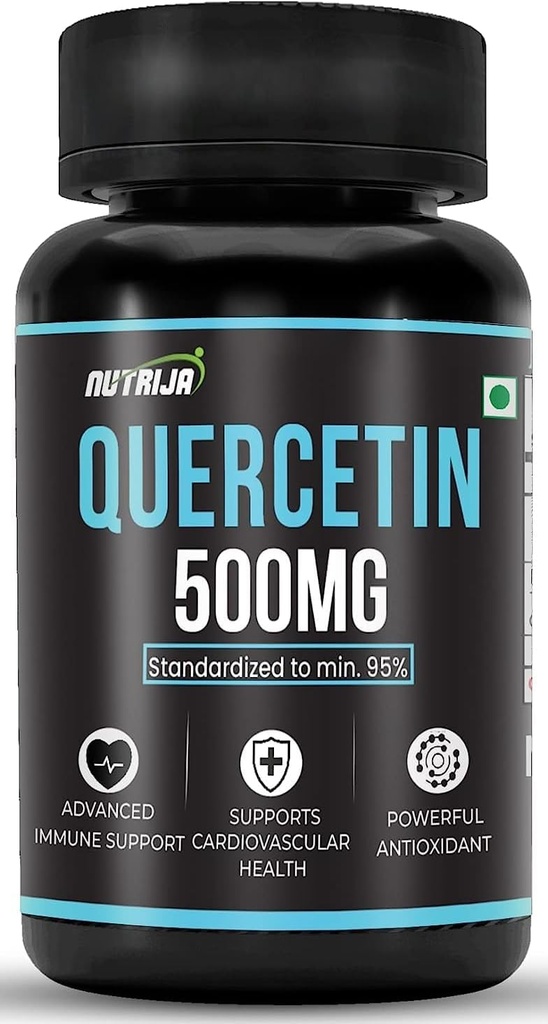 Quercetin 500mg Capsules - Standardisert til 95% høy rengjort og biotilgjengelig Supplement | Naturlige bio-flavonoider og kraftige anti-oksydanter (30 kapsler)