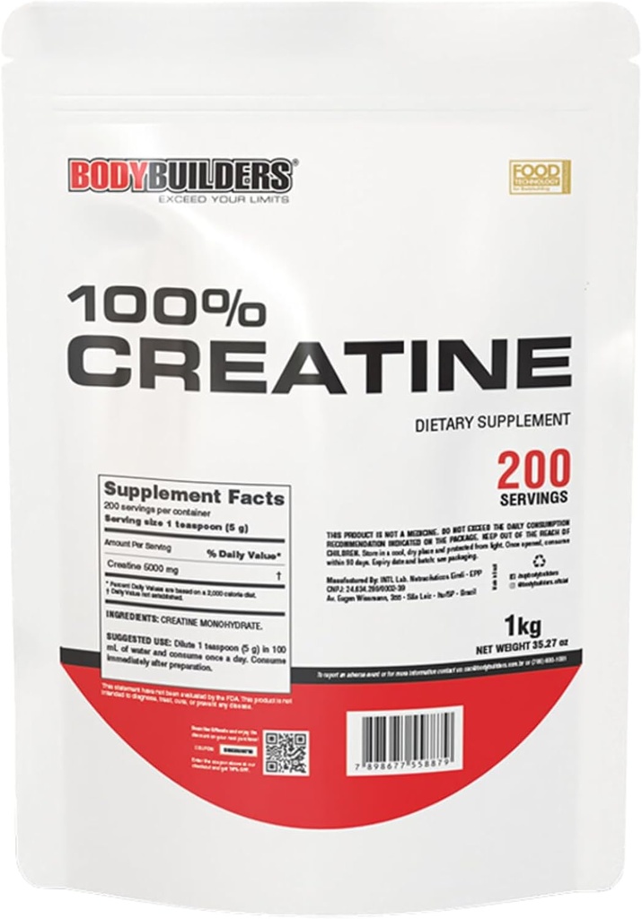 100% kreatin, uslavored, 2.2lb, 200 serveringer