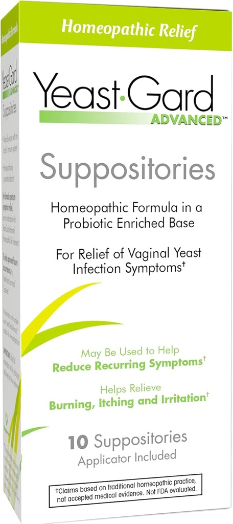 YeastGard Advanced Homeopatisk Yeast Infeksjon Vaginal Suppositories - 10 count Box