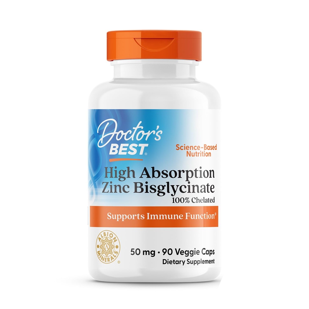 Legens beste høy absorpsjon sink bisglyonat 50mg høy styrke støtte for å styrke immunsystemet antioksidant VC, 90 teller