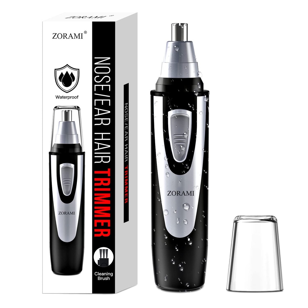 Øre og nese Hår Trimmer Clipper - 2025 Profesjonell smertefri øyebryn og ansiktshår Trimmer for menn kvinner, batterioperert trimmer med IPX7 Vanntett, Dual Edge Blades for enkel rensing svart