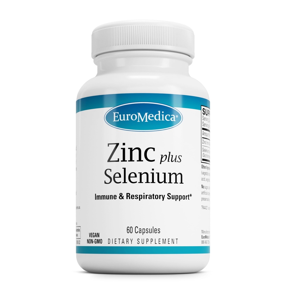EuroMedica Sink Plus Selenium - immun- og respiratorisk helsestøtte Supplement - Mineral Supplement med sink Bisglycinate Chelat - Formula med selenium for cellular helsestøtte - 60 Kapsler