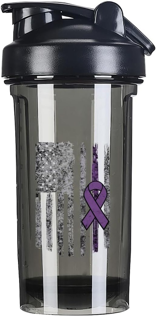 Epilepsi Awareness Amerika Flagg 18 Ounce Shaker flaske drikkblander Leak-sikker Pre Workout Protein rister måltid utskifting rister flasker 500ML/18 Oz svart