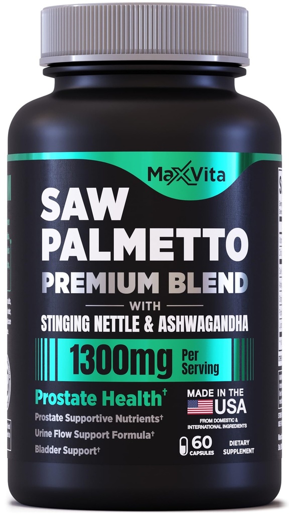 Prostata Premium - Saw Palmetto for menn, Stinging Nettle, Ashwagandha, Lycopene, Bladder & Urin relief, Prostata Supplement for menn, 60ct