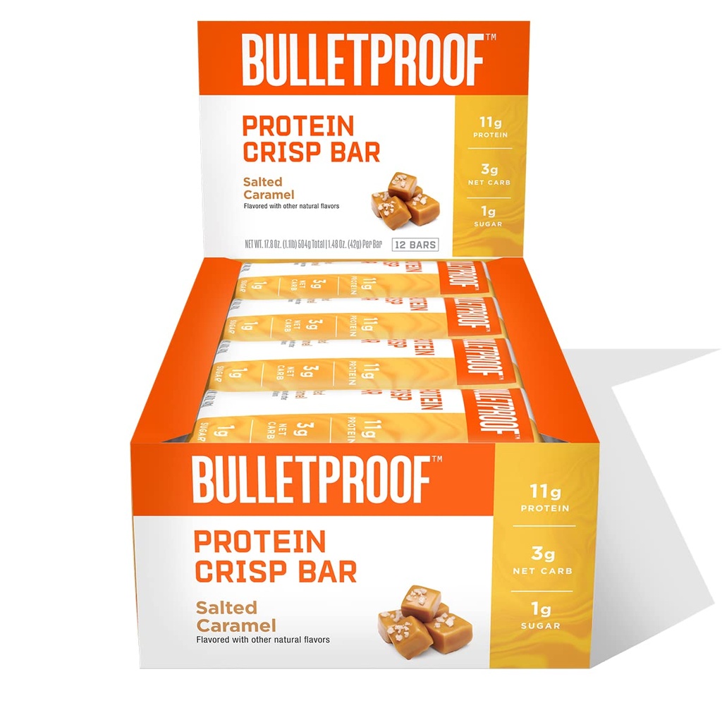 Kulesikker saltet karamel protein crisp barer, 12pk, høy protein, lav sukker