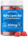 Kernatur Alfa Lipoic Acid Gummies - Neuropathy Kosttilskudd - Vegan, sukker-fri, lav kalori 600 mg ALA Supplement - ren ALA Alpha Lipoic Acid 600 mg for antioksidant ernæringstilskudd