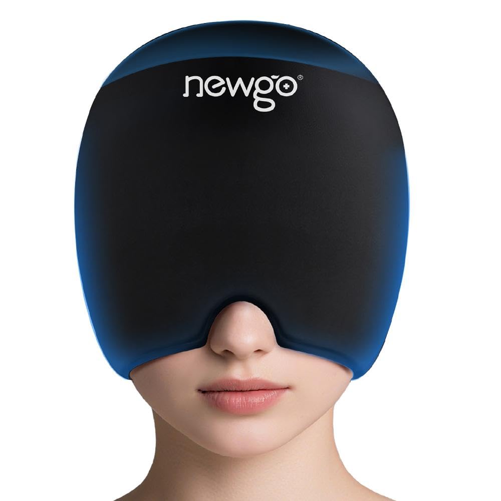 NEWGO Migraine Relief Cap Hodepine Ice Cap med toppdekning, varme og kalde terapi, Migraine Hodepine Relief Cap for spænding, stress og henger