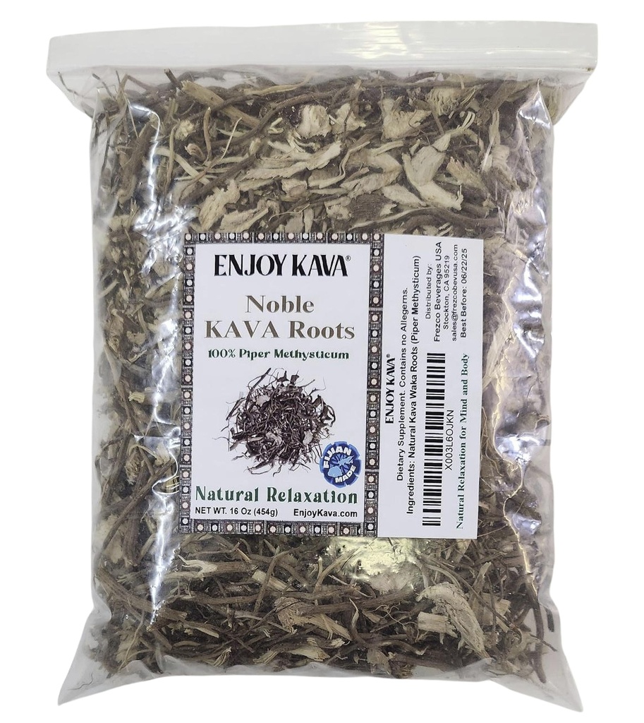 Autentisk 100% Noble KAVA - Root Cut & Sifted (16 Oz pose) importert fra FIJI-øyene