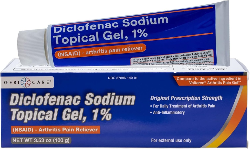 Topisk arthritis smerterelief Gel Diclofenac Natrium 1% (NSAID) ved GeriCare- hånd Wrist Elbow fot Ankle Knee Ekstra sterk ledritt Smerte Reliever- Antiinflammatorisk ledritt Smertebehandling- 3.53oz