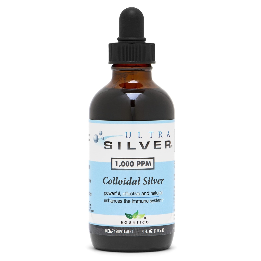 Ultra Silver® Colloidal Silver | 1000 PPM, 4 Oz (118 ml) | Mineral Supplement | True Colloidal Silver - med Dropper