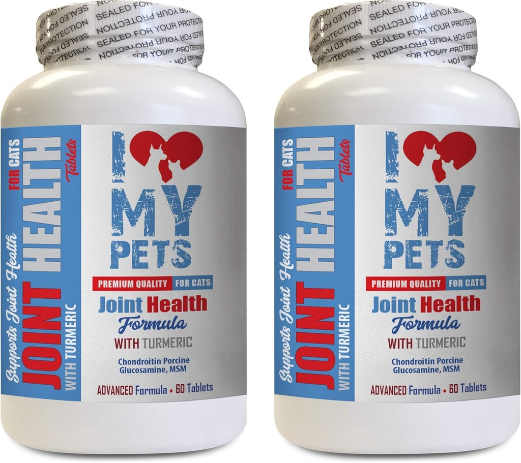 Jeg elsker My PETS LLC felles kosttilskudd for katter - katter felles helse med gurkemeie - kraftig formel - VETS valg - kalsium Supplement for katter - 2 flasker (120 behandlinger)