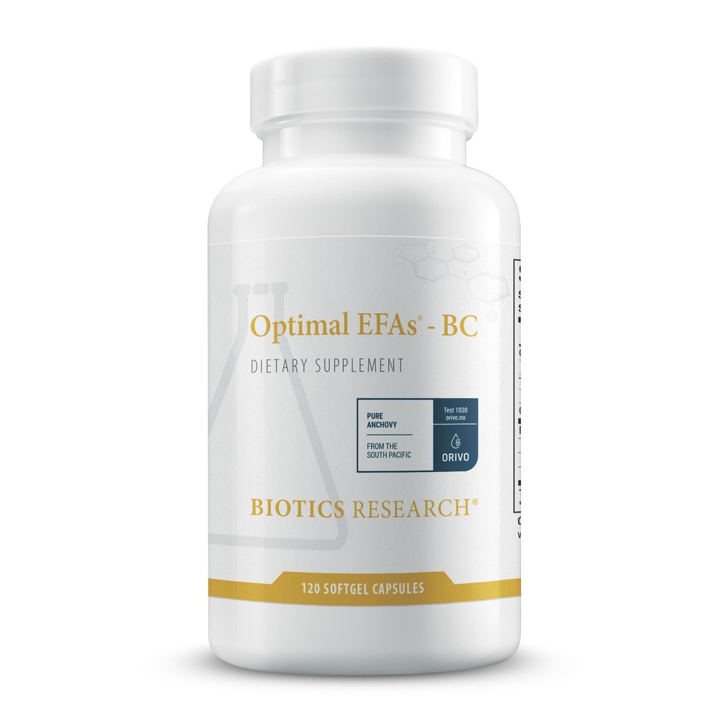 Biotics Research Optimal EFAs - BC, proprietær blanding av fisk, Flaksfrø og Blackcurrant Seed Oils. Balanse av Omega3, 6 og 9 fettsyrer, 120 Softgels