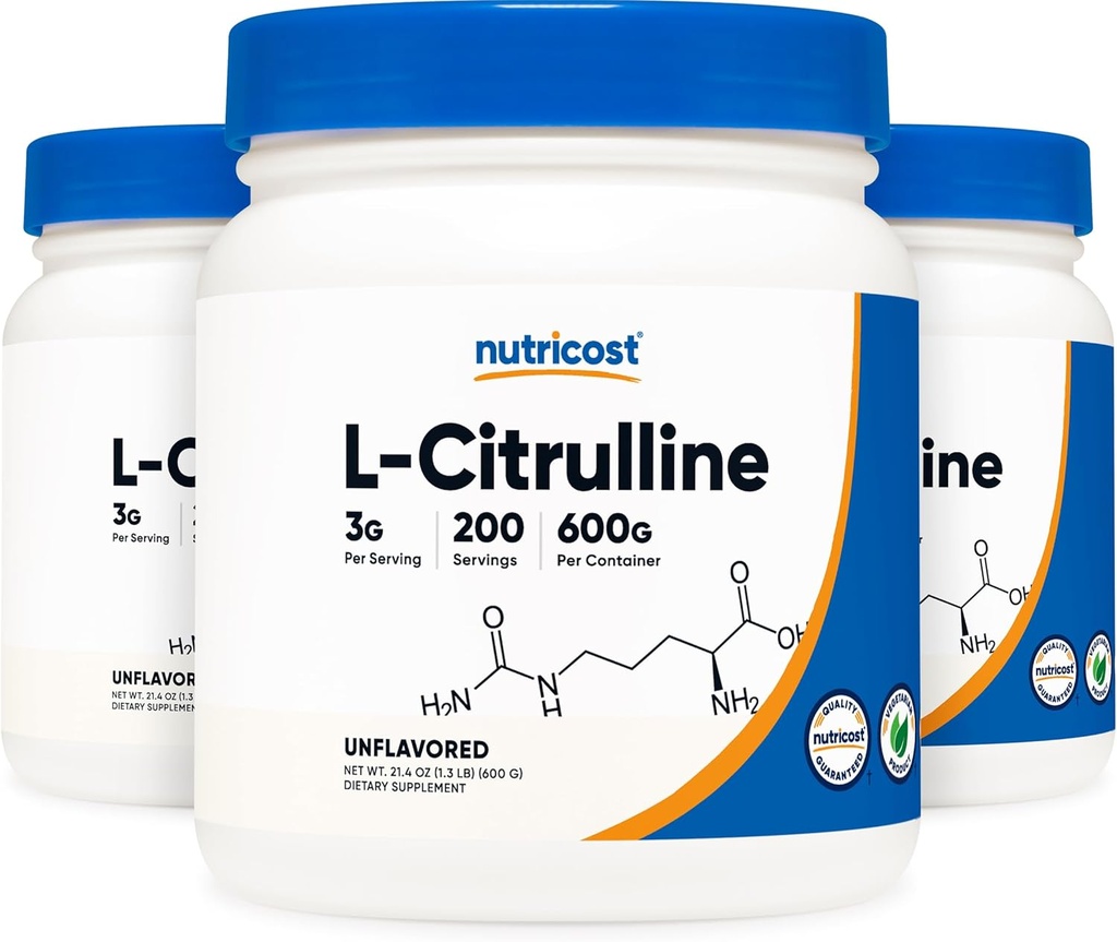 Nutricost ren L-citrullin (Base) pulver (600 gram) (3 flasker)