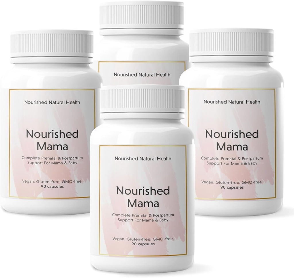 Nourished Mama Prenatal Multi Vitamin - Vegansk Multivitamin for prekonception, graviditet, postpartum og amming støtte - jern-fri med metylert folat & høydosekolin - 360 kapsler