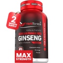 Herbtonics koreansk rød Panax Ginseng 1500mg - Energitilskudd for topp ytelse, fokus & vitalitet - høy potens Ginseng Root Extract - 120 Vegan Kapsler