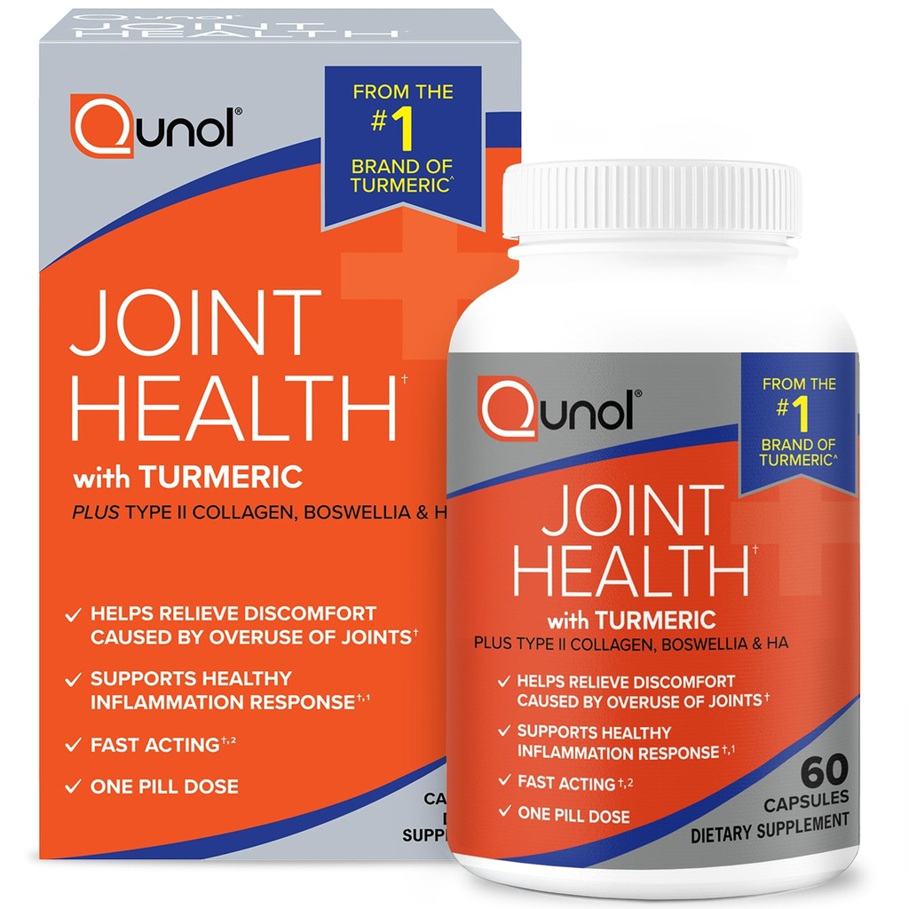 Qunol 5-i-1 Joint Support Supplement, raskt fungerende, en pilledose, støtte sunn inflammasjonsrespons og diskomfort forårsaket av overbruk av ledd, alternativ til glukosamin Chondroitin MSM, 60 count