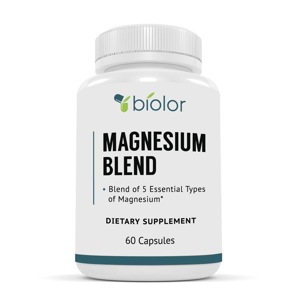 Magnesium Complex Supplement, Full Spectrum Magnesium Blend, Magnesium Glykinat med malat, Citrat, Taurinat og Gluconat - Høy absorpsjon Magnesium Supplement, Magnesium Complex Kapsler