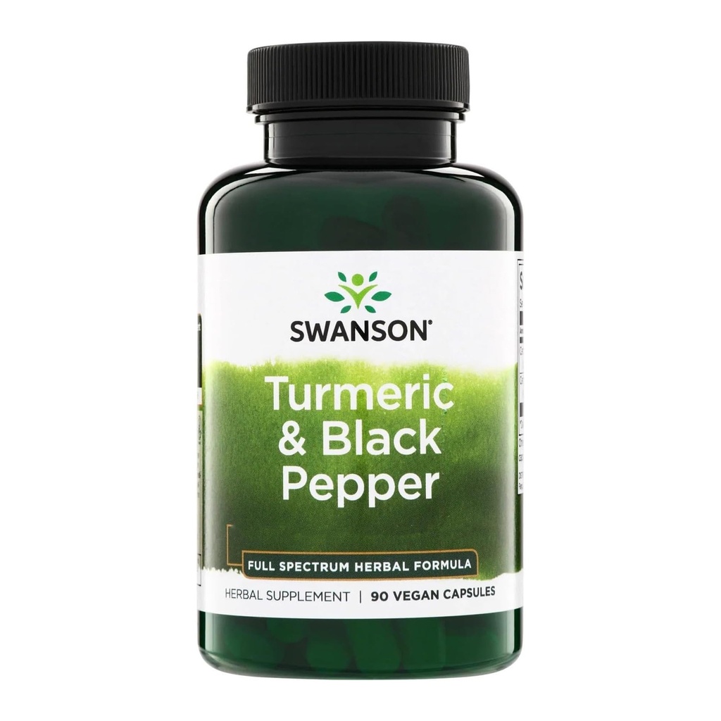 Swanson Premium-Turmeric & Black Pepper - Antioksidant, Digestion & Joint Support - 90 Veg Caps (2 Pack)