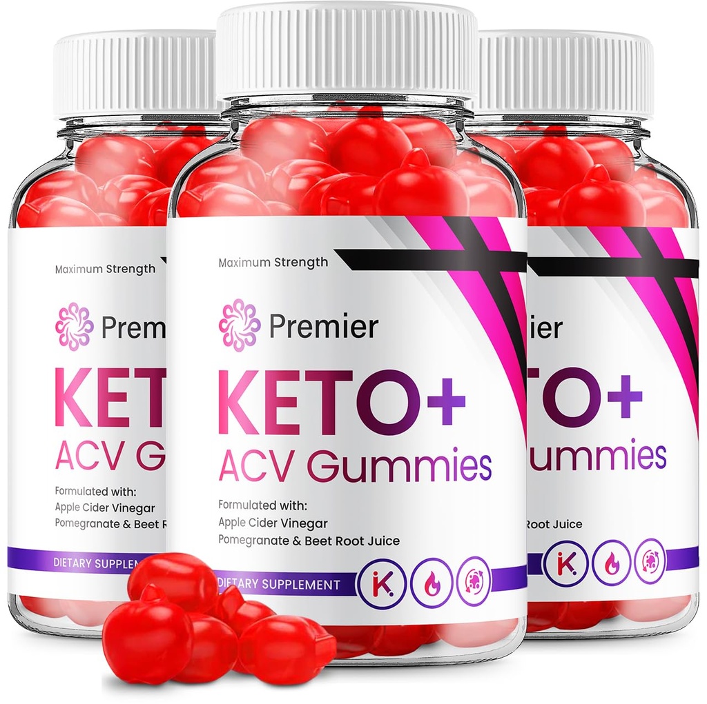 (3 Pack) Premier Keto ACV Gummies - Avansert Formel Premiere Keto Plus ACV Gummies Apple Cider Vinegar Premier ACV Diett Supplement Vurderinger Menn Kvinner (180 Gummies)