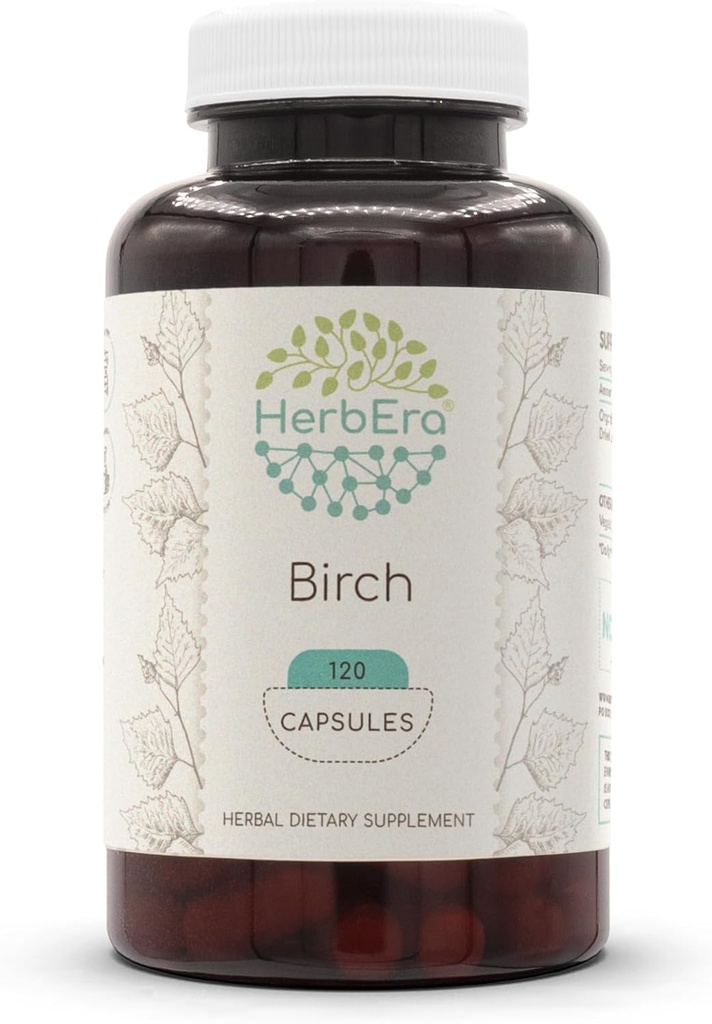 HerbEra Birch 120 kapsler, 500 mg, laget med Birch (Betula Pendula) Tørket blad (120 kapsler)