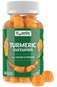 Curcumin gummier – Extra styrke 2000mg 8:1 Ekstrakt gummi kosttilskudd gummier med svart pepper og ginger – Vegan ikke-GMO felles støtte Chewables – fersken flavor, 60 greve