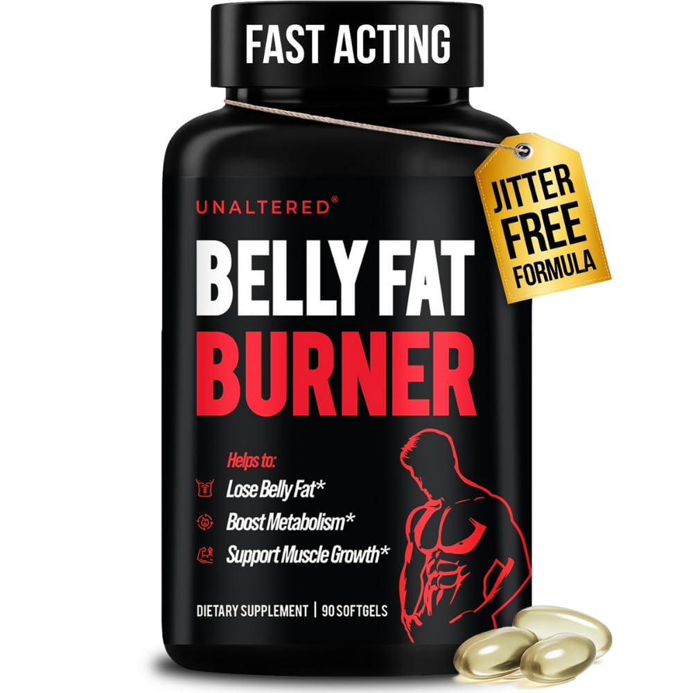 UNALTERT Belly fettforbrenner for menn - naturlig vekttap piller å støtte Redusert kroppsfett, Bevaring av lean muskelmasse, og en sunn metabolisme - CLA kosttilskudd - 90 Softgel kapsler
