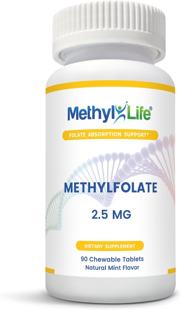L-metylfolat 2,5 - L-5-MTHF som Magnafolat-C (2.500 mg per tablett) - [90 tuggtabletter]