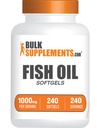 BulkSupplements.com Fiskeolje 1000 mg Softgels - Fiskeolje Supplements, Omega 3 Kosttilskudd - Glutenfri, 1 Softgel per servering, 240 Count (Pack of 1)