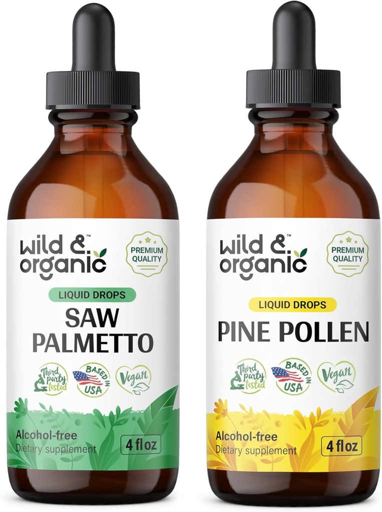 Wild & Organic Sage Palmetto Tinktur 4 fl oz & Pine Pollen Tinktur 4 fl oz