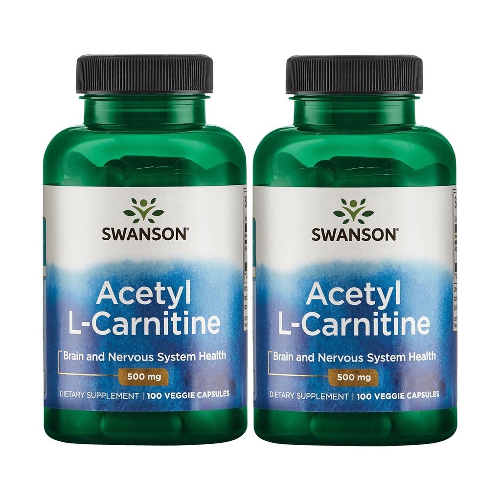 Swanson Acetyl-L-Carnitine - Amino Acid Supplement fremme kognitiv helse og muskel støtte - naturlig formel kan fremme nervesystem helse - (100 Veggie Capsules) (2 pakke)