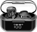 TOZO T18 Trådløs ørepropper Bluetooth hodetelefoner 5.3, IPX8 vanntett ørepropper, 4 mikrofon klar ring lang spilletid med LED digital skjerm Lading Case, Stereo Bass Sound 32 tilpasset EQ via APP