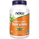 NOW Mattilskudd, organisk Spirulina 500 mg med vitaminer, mineraler og GLA (Gamma-Linolenic Acid), 500 tabletter