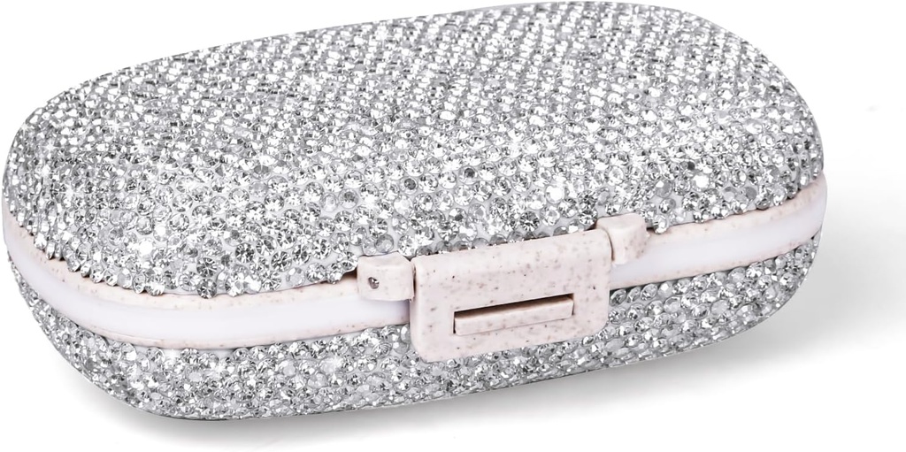 1Pack Travel Pill Organizer, 8 Sammenligninger Portable Pill Case, liten Pill Box for Pocket Purse Bærbar medisin Vitamin Container (Sparkling Silver)