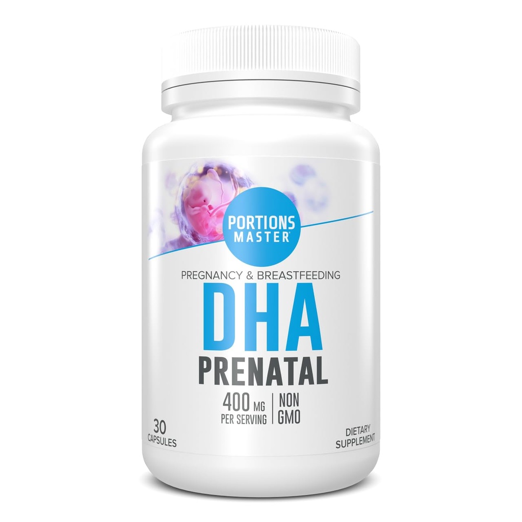 Portioner Master DHA Prenatal, renatal Omega-3 Supplement med 300 mg DHA, Støtter Fetal Brain & Eye Development, Graviditet og amming ernæring, ikke-GMO, Glutenfri (30 Softgels)