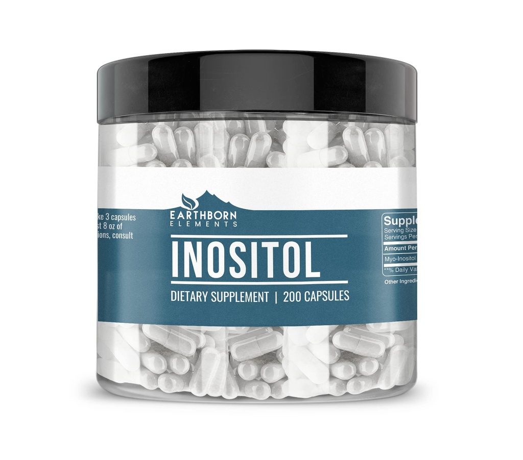 Jordbårne elementer Inositol 200 kapsler, ren & ufortynnet, ingen tilsetningsmidler