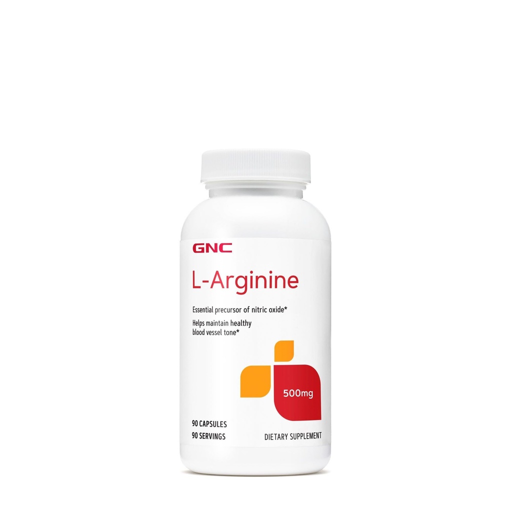 GNC L Arginine 500mg Supplement, støtter sunn blod fartøytone, 90 serveringer