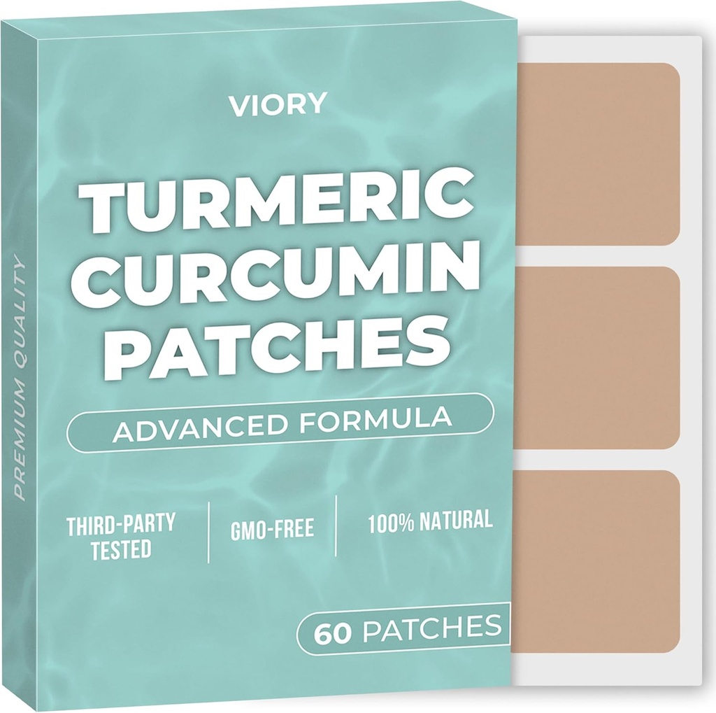 Turmeric Curcumin Patches (Pack of 60) - 100% naturlig patch for kvinner og menn - med Biotin - Body Support - Forbedret formel