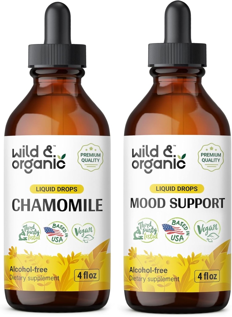 Wild & Organic Kamille Tinktur 4 fl oz & Mood Support Tinktur 4 fl oz