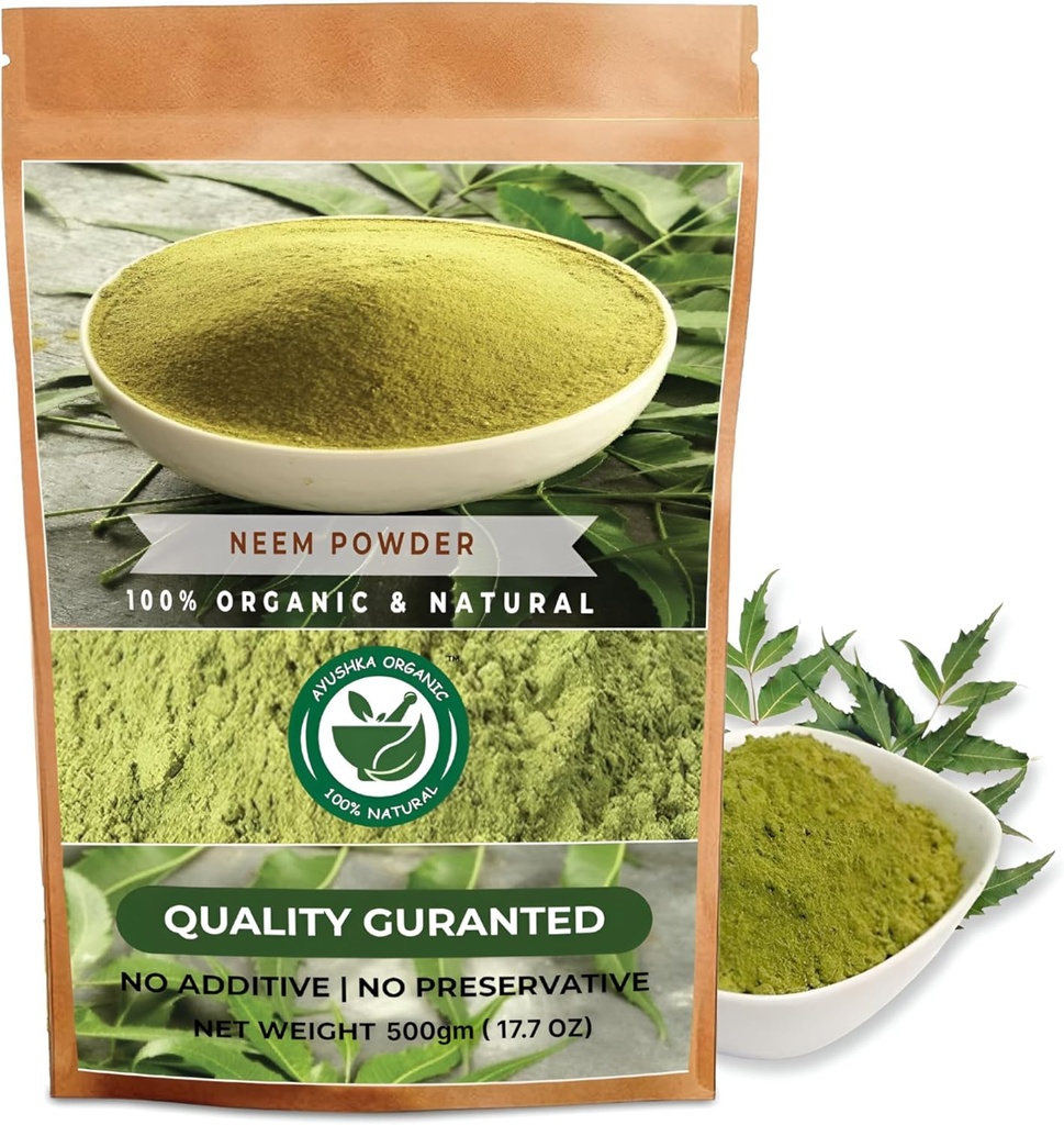 Neem pulver | Azadirachta Indica | Naturlig herbal Supplement for hud og hårpleie (17,7 OZ | 500 gm)