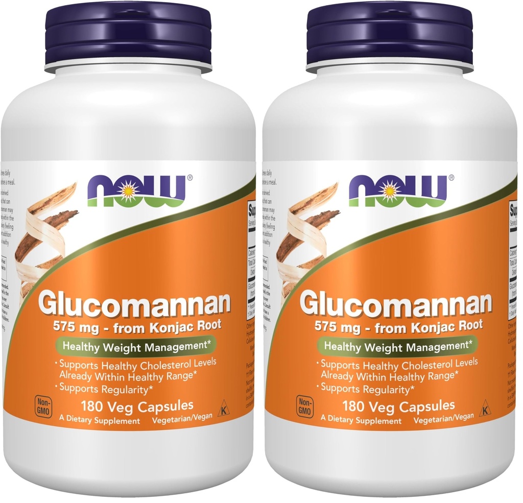 NU Mattilskudd, Glucomannan (Amorfhallus konjac) 575 mg, støtter regelmessighet*, sunn vektkontroll*, 180 Vegkapsler (pakke på 2)