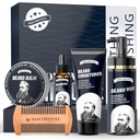 Skjeggvekstsett - Mobiuty menns Beard Care Kit med naturlige ingredienser, inkluderer Skjeggvask, Skjeggolje, Beard Conditioner, Beard Balm og Beard Comb, Gavesett for kjæresten ektemann Fars