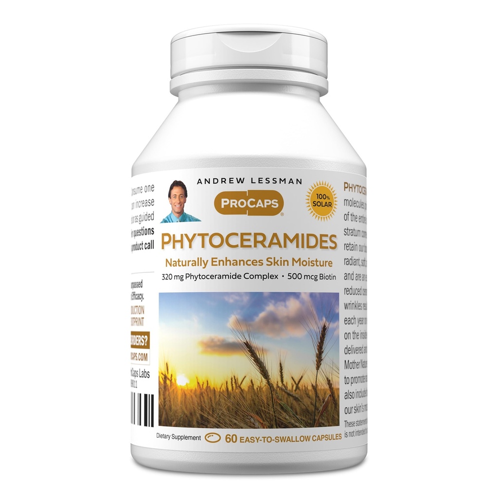 ANDREW LESSMAN Phytoceramides med Biotin 60 Softgels - hudens vital naturlig indre moisturizer. Naturlig forbedrer mykt, glatt, strålende hud. Ingen additiver. Små lett å svelge Softgels