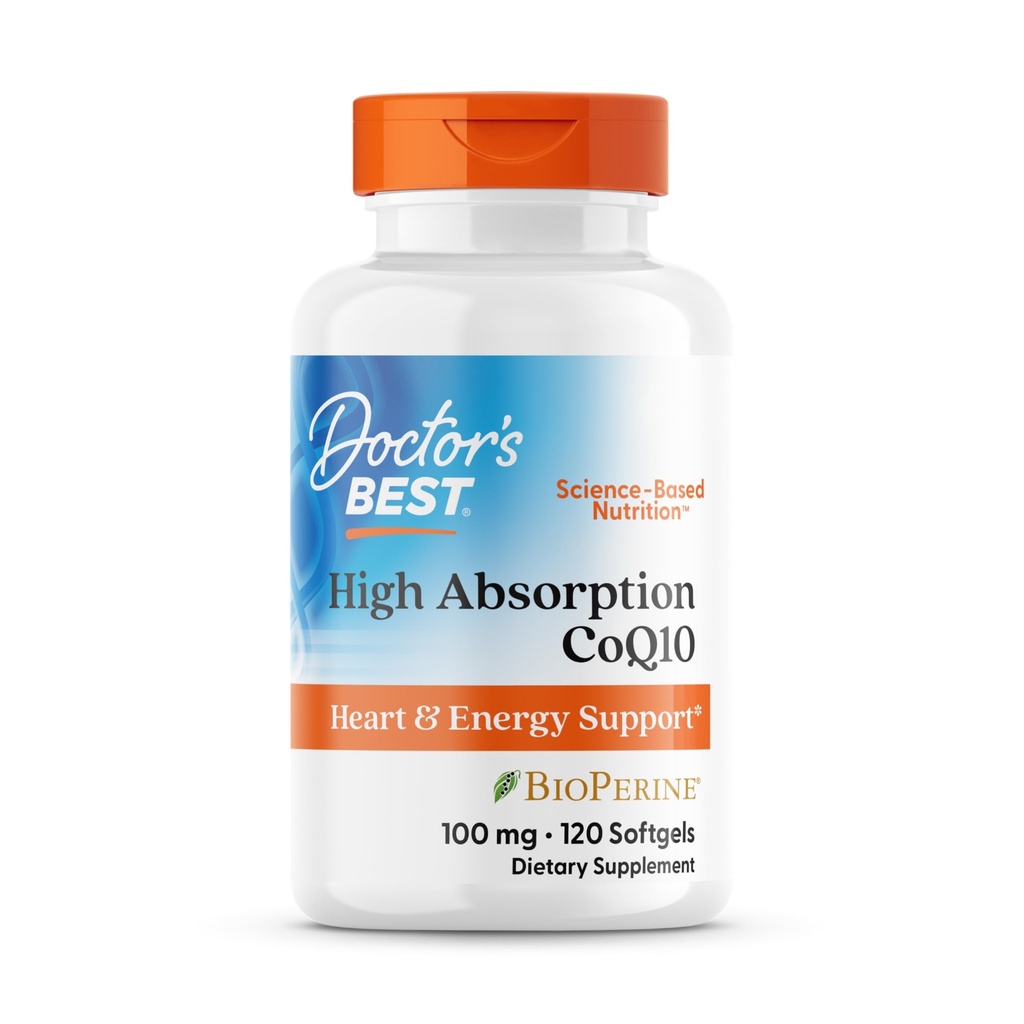 Legens beste høy absorpsjon CoQ10 med BioPerine, Glutenfri, naturlig fermentert, hjertehelse, energiproduksjon, 100 mg, 120 greve