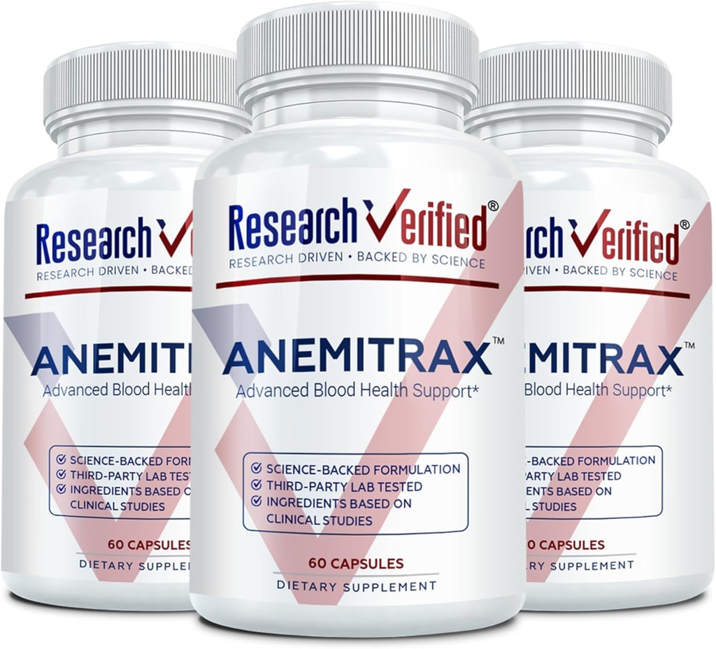 Forskning Bekreftet anemi støtte - Replenish Iron, Reguler Hemoglobin, Forbedre energi - jern, vitamin C, vitamin A, B12, Folat, BioPerine - 180 kapsler - Vegan
